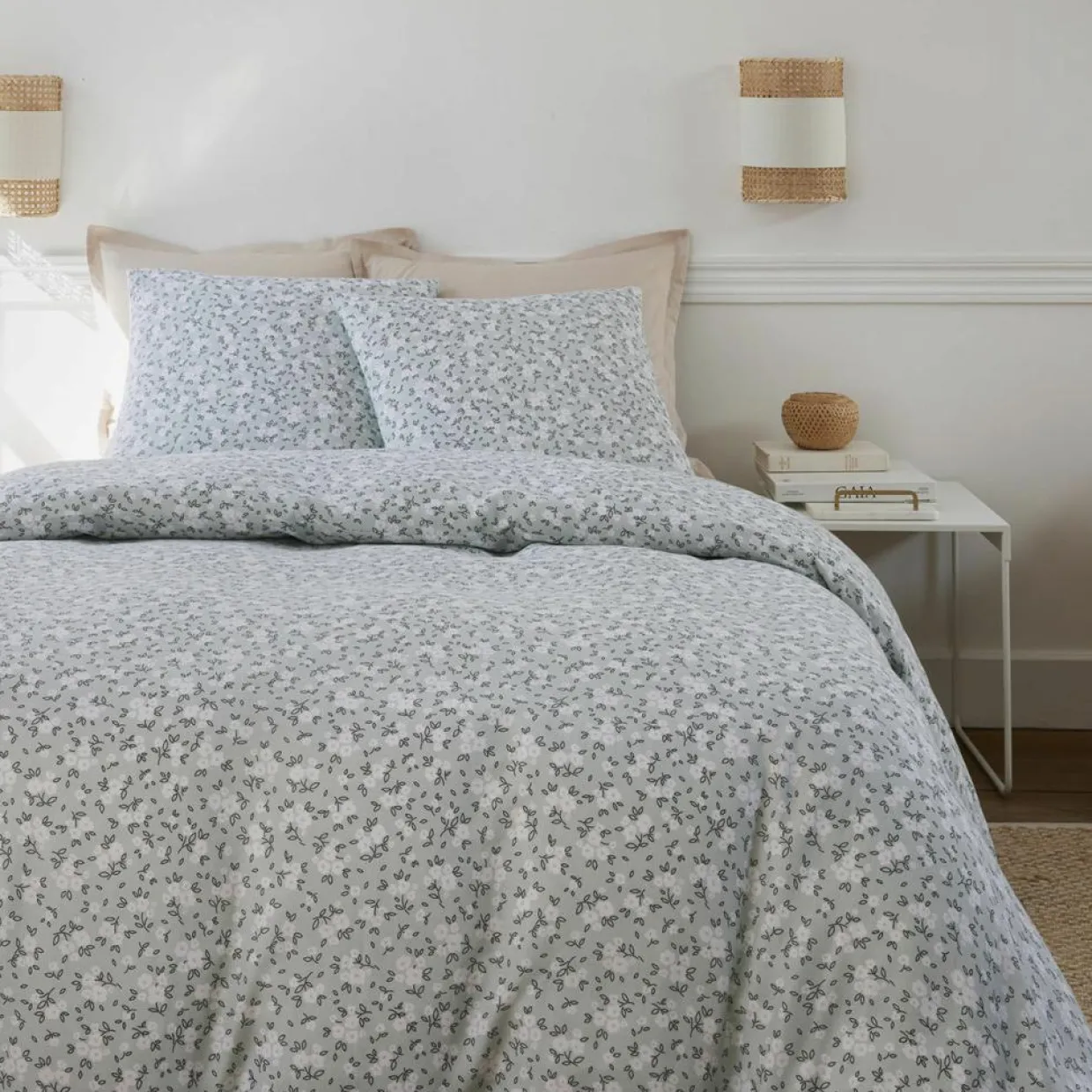 Baton Rouge Linge De Lit, Ensembles^Parure Housse de Couette 100% Gaze de Coton Imprimé Edana grise