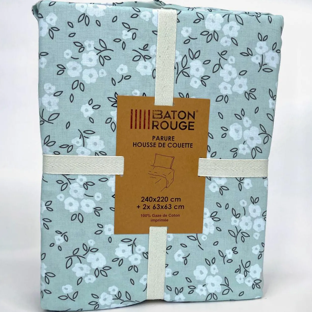 Baton Rouge Linge De Lit, Ensembles^Parure Housse de Couette 100% Gaze de Coton Imprimé Edana grise
