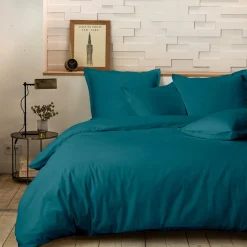 Home Collection Linge De Lit, Ensembles^Parure Housse de Couette en Percale de Coton verte