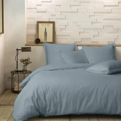 Parure housse de couette 100% Percale de Coton azur-Home Collection Sale