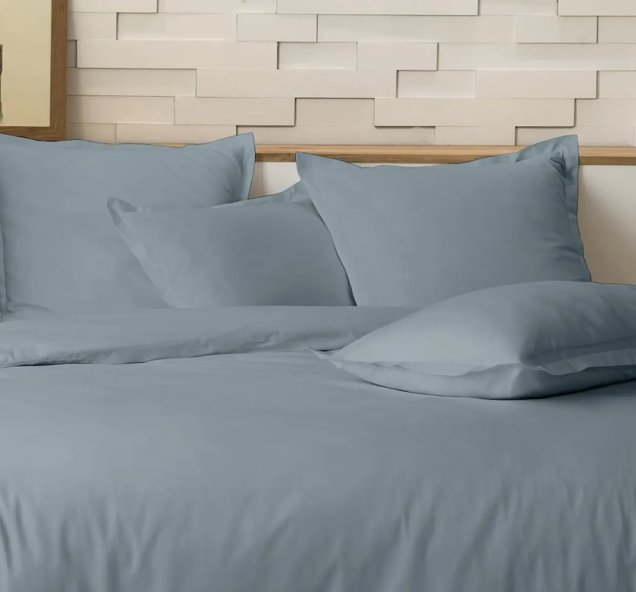 Parure housse de couette 100% Percale de Coton azur-Home Collection Sale