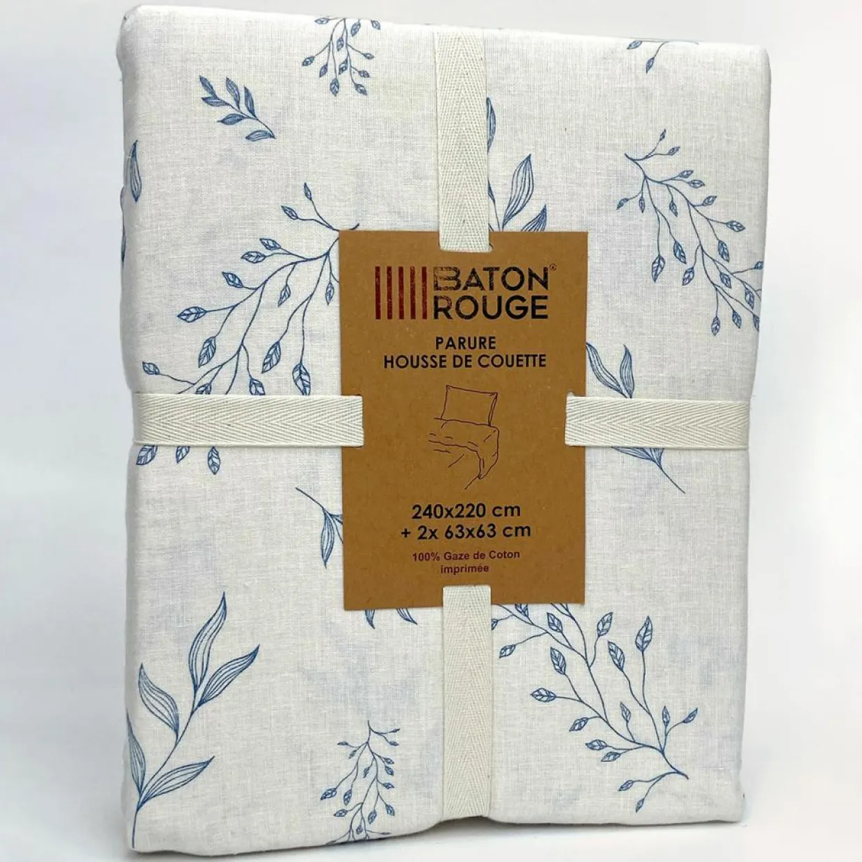 Baton Rouge Linge De Lit, Ensembles^Parure Housse de Couette 100% Gaze de Coton Imprimé Liveo blanche