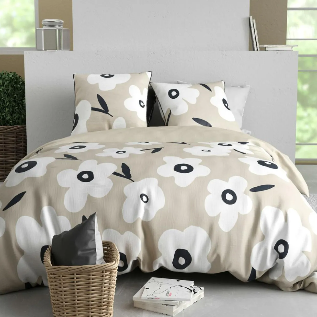 Home Collection Linge De Lit, Ensembles^Parure housse de couette Lena beige - 240x220 cm