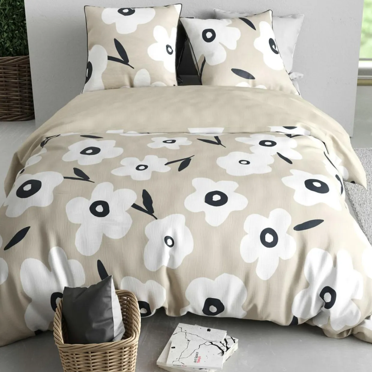 Home Collection Linge De Lit, Ensembles^Parure housse de couette Lena beige - 240x220 cm