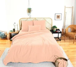 Parure housse de couette 100% Gaze de Coton pêche-Home Collection Clearance