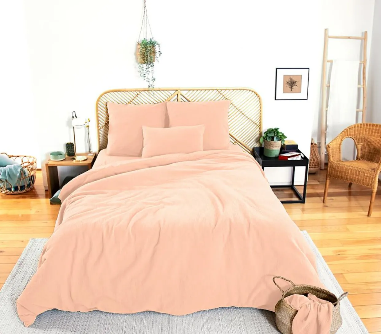 Parure housse de couette 100% Gaze de Coton pêche-Home Collection Clearance