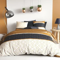 Parure housse de couette Felora jaune-My Home Collection Online