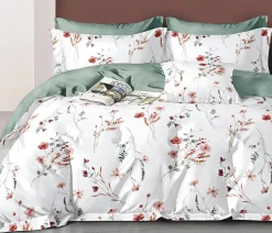 Parure housse de couette 100% Percale de Coton blanche-Home Collection Online