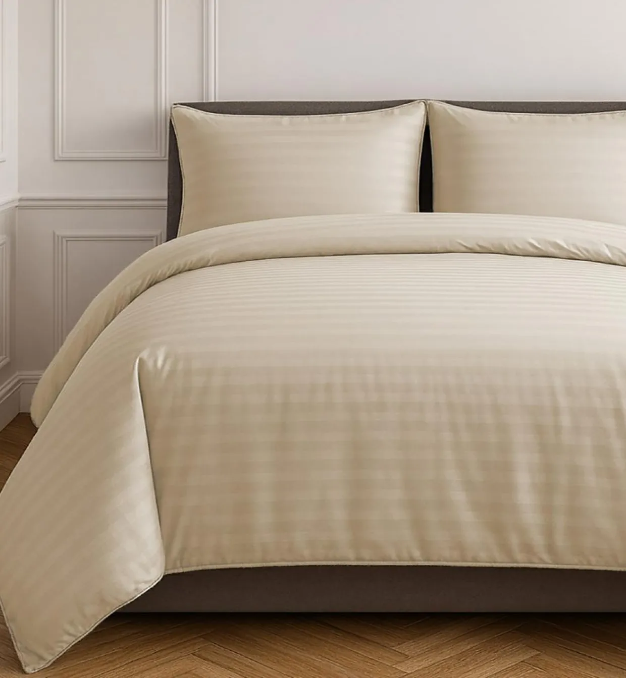 Home Collection Linge De Lit, Ensembles^Parure housse de couette 100% Satin de Coton taupe