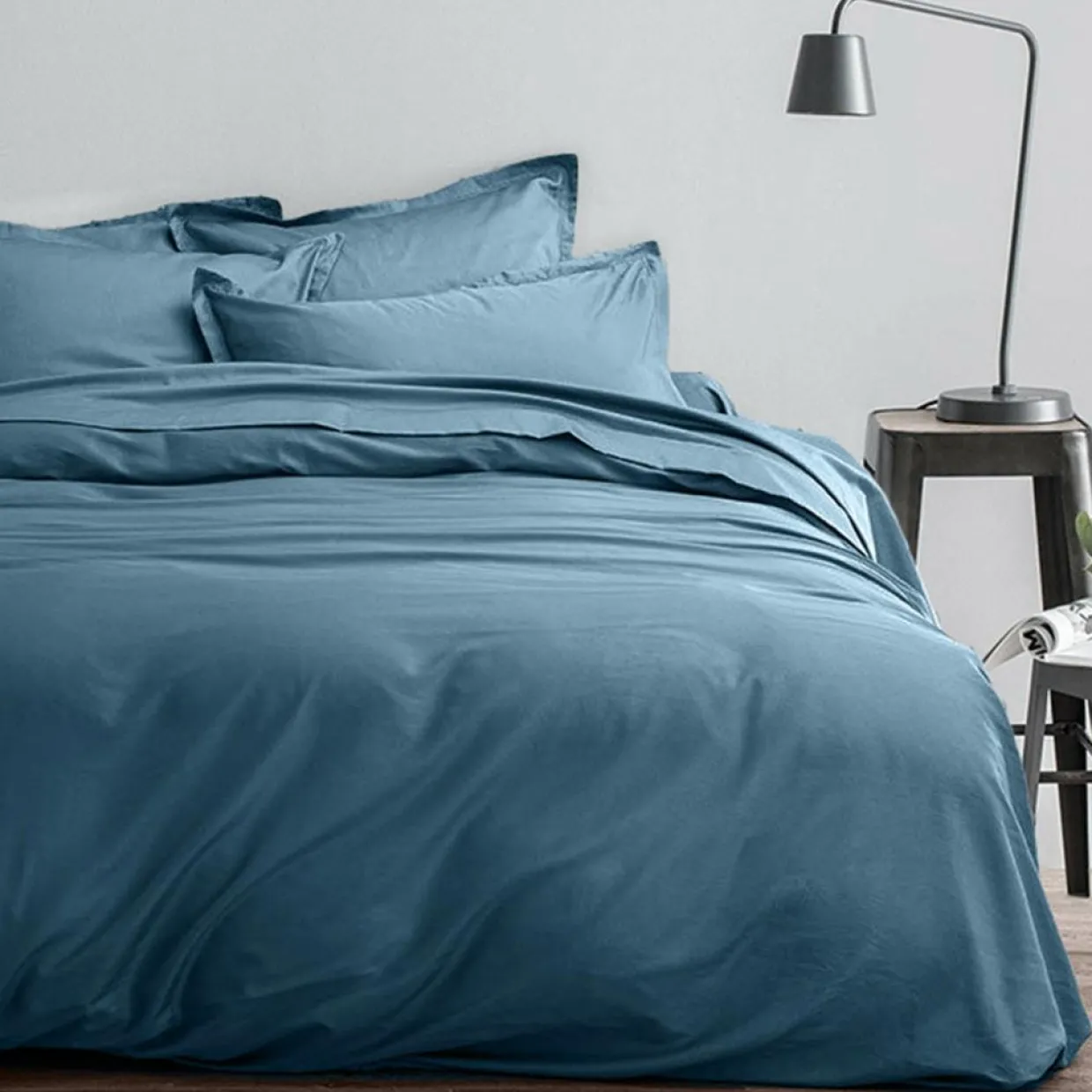 Home Collection Linge De Lit, Ensembles^Parure housse de couette 100% Satin de Coton bleue