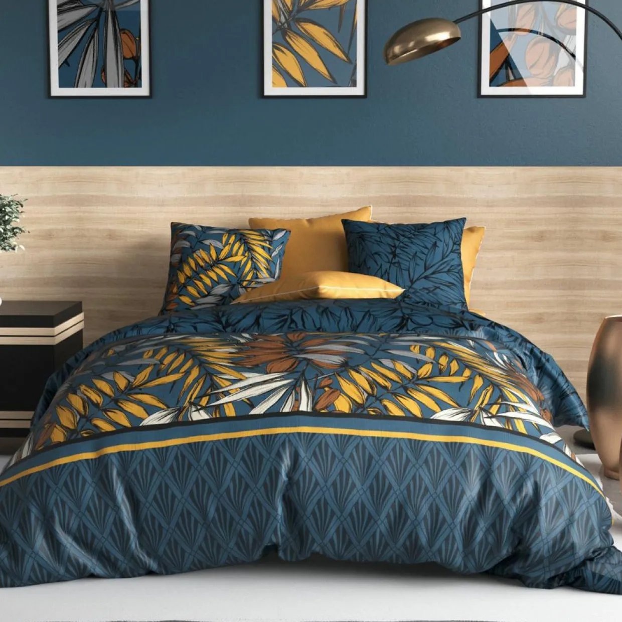 Ateliers du Linge Linge De Lit, Ensembles^Parure housse de couette Salva bleue