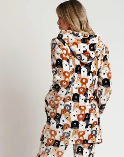 Femme Admas Lingerie, Nuit^Peignoir à capuche Family Bear Family C marron