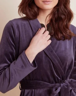 Femme Le Chat Lingerie, Nuit^Peignoir en Velours Paola marine