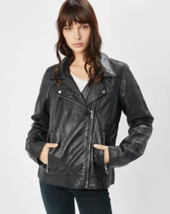 Perfecto en Cuir Afida noir-Chyston New