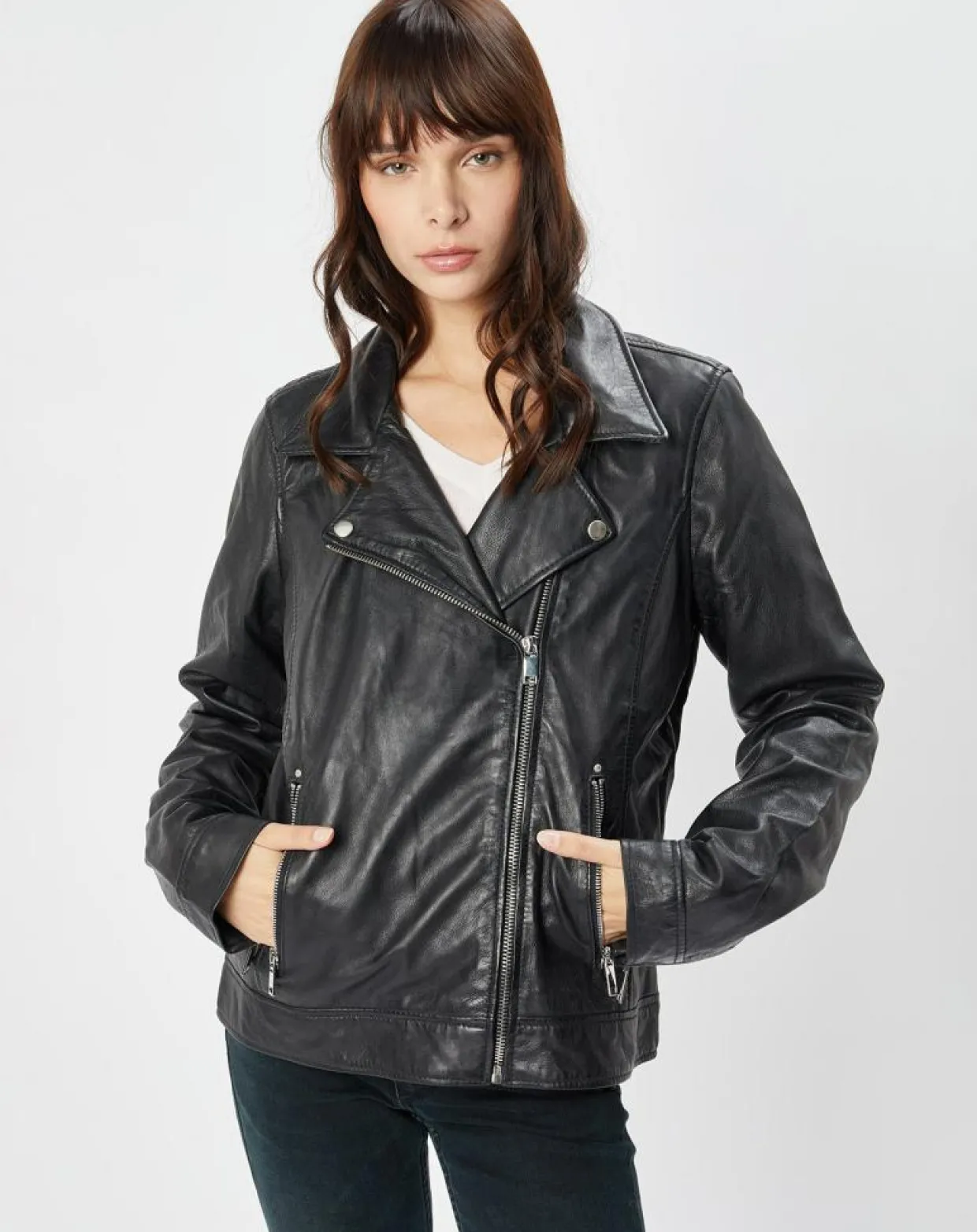 Perfecto en Cuir Afida noir-Chyston New
