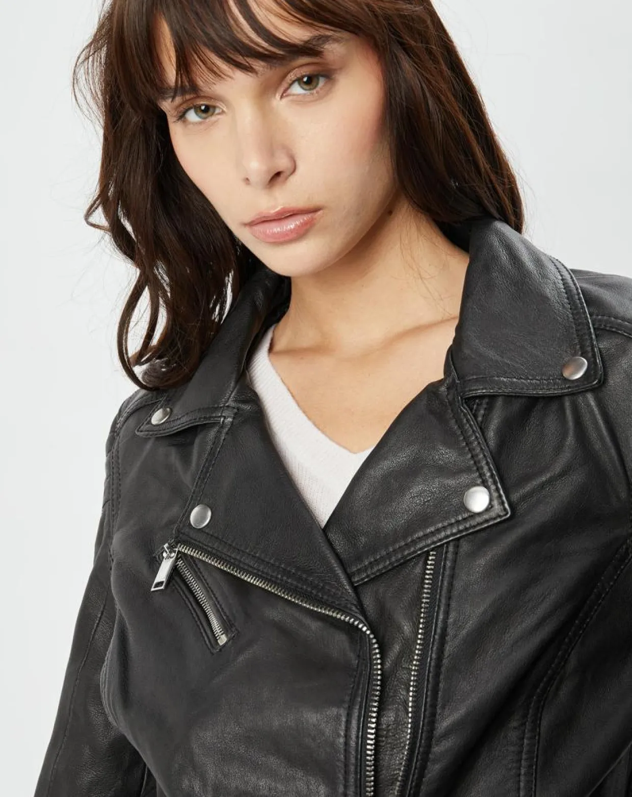 Perfecto en Cuir Alexine noir-Chyston Sale