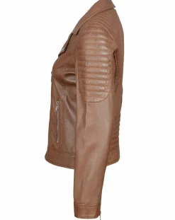 Femme Chyston Vestes, Blousons^Perfecto en Cuir Brithney cognac