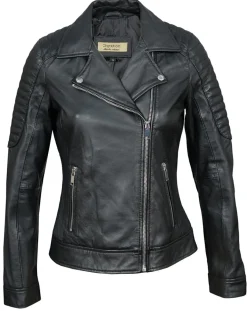 Femme Chyston Vestes, Blousons^Perfecto en Cuir Brithney noir