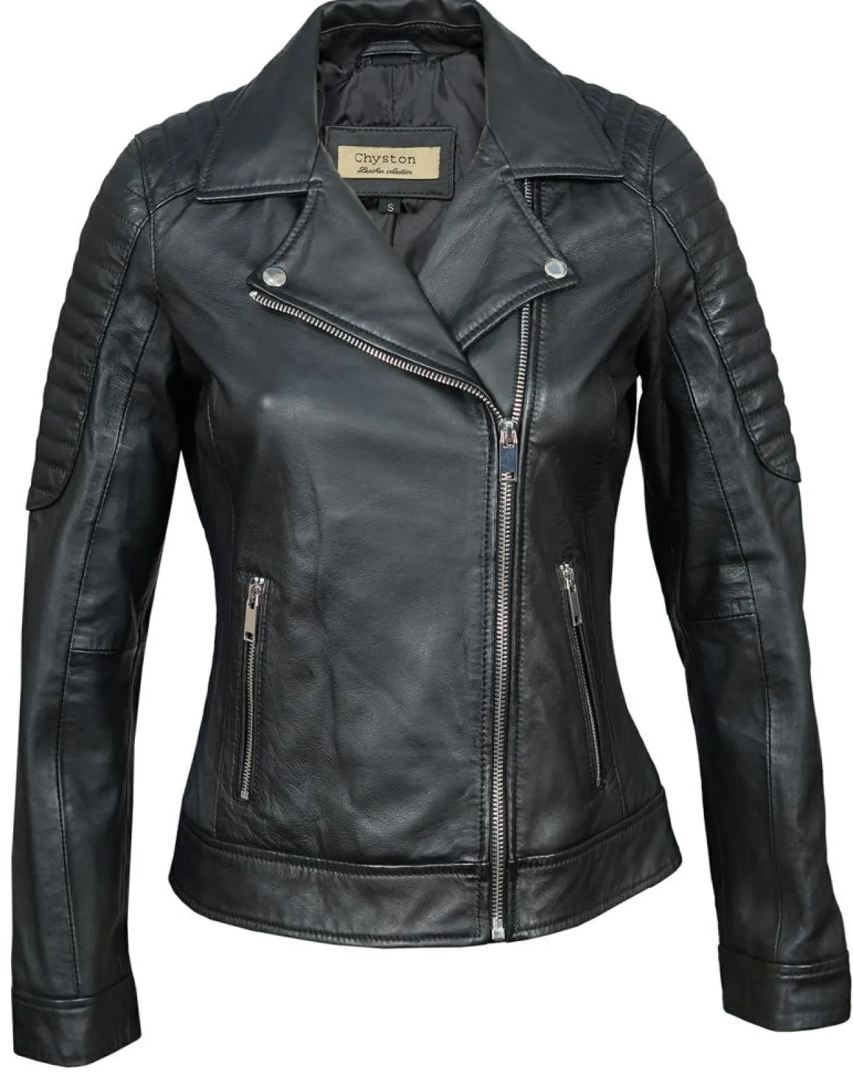 Femme Chyston Vestes, Blousons^Perfecto en Cuir Brithney noir