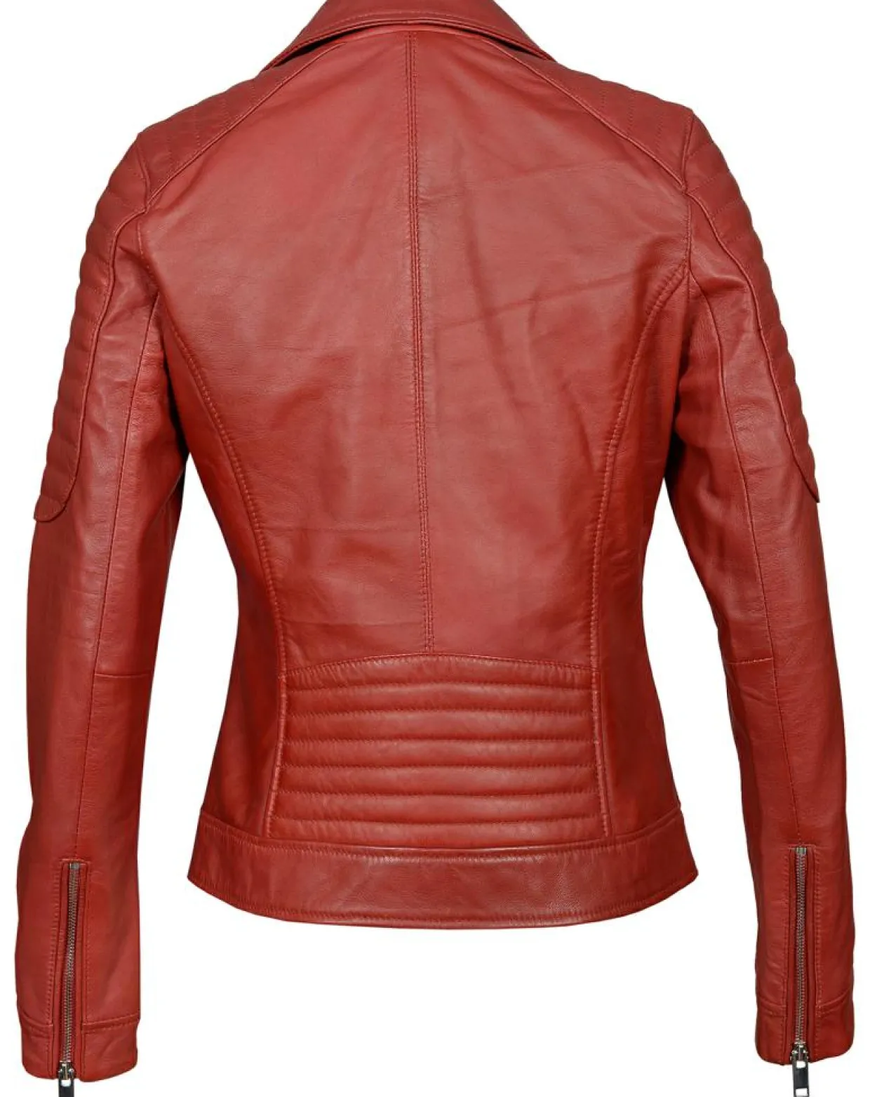 Femme Chyston Vestes, Blousons^Perfecto en Cuir Brithney rouge