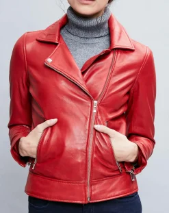 Perfecto en Cuir Deborah rouge-Chyston Hot