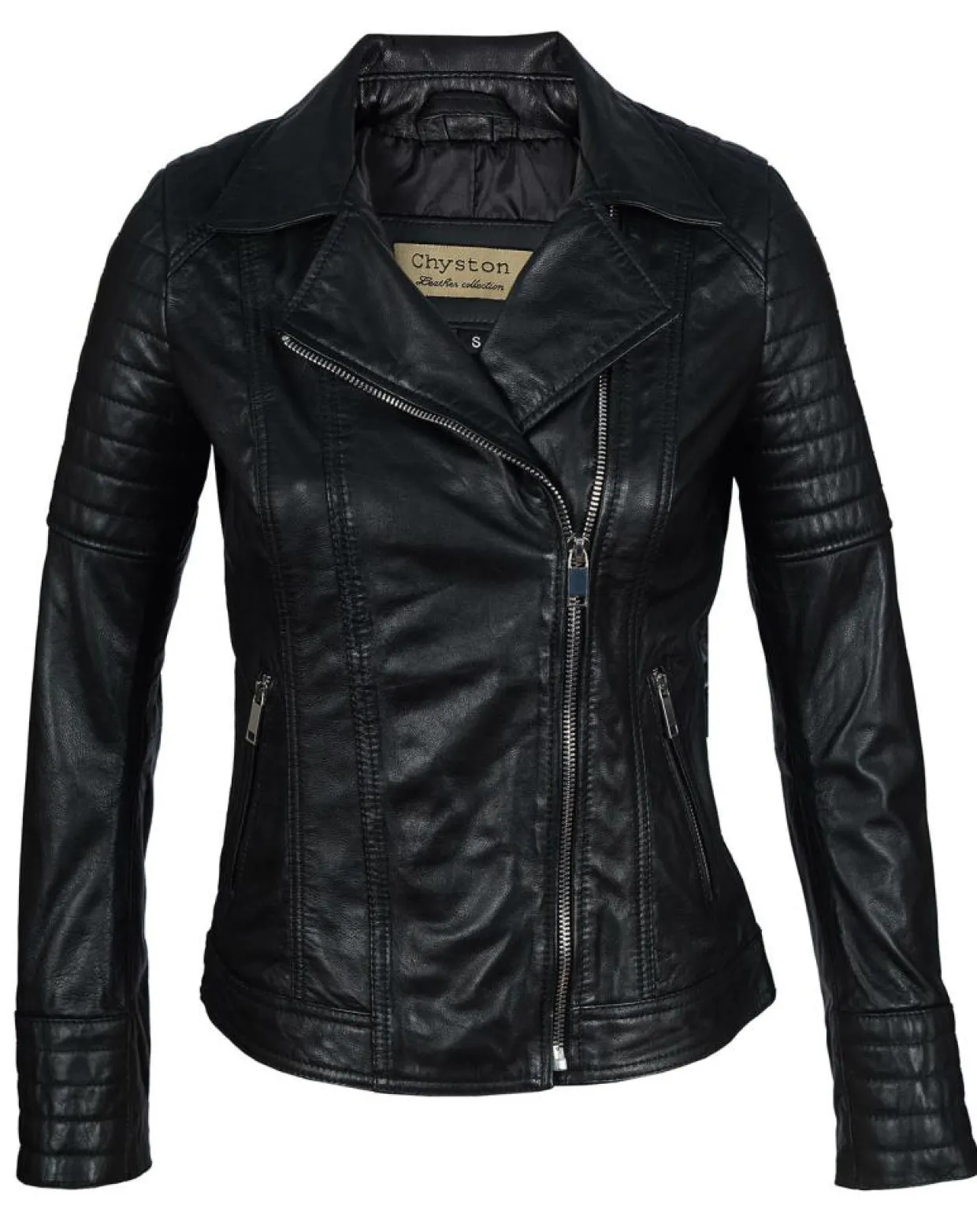 Perfecto en Cuir Jessy noir-Chyston New