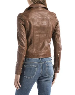 Femme Blue Wellford Vestes, Blousons^Perfecto en Cuir Loire cognac