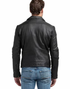 Homme Chyston Vestes, Blousons^Perfecto en Cuir Ross noir