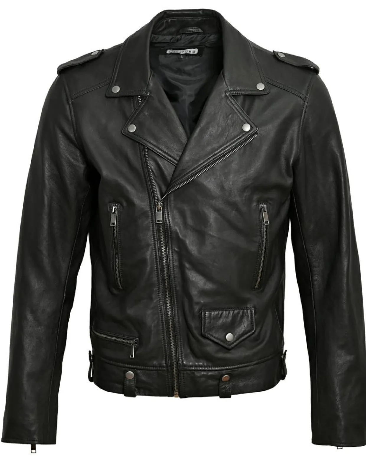 Homme Blue Wellford Vestes, Blousons^Perfecto en Cuir Tom noir
