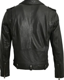 Homme Blue Wellford Vestes, Blousons^Perfecto en Cuir Tom noir