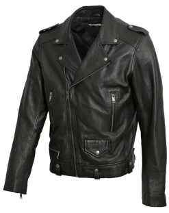 Homme Blue Wellford Vestes, Blousons^Perfecto en Cuir Tom noir