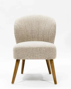 Perla - Chaise de repas en tissu beige au design incurvé-Uniqka Best