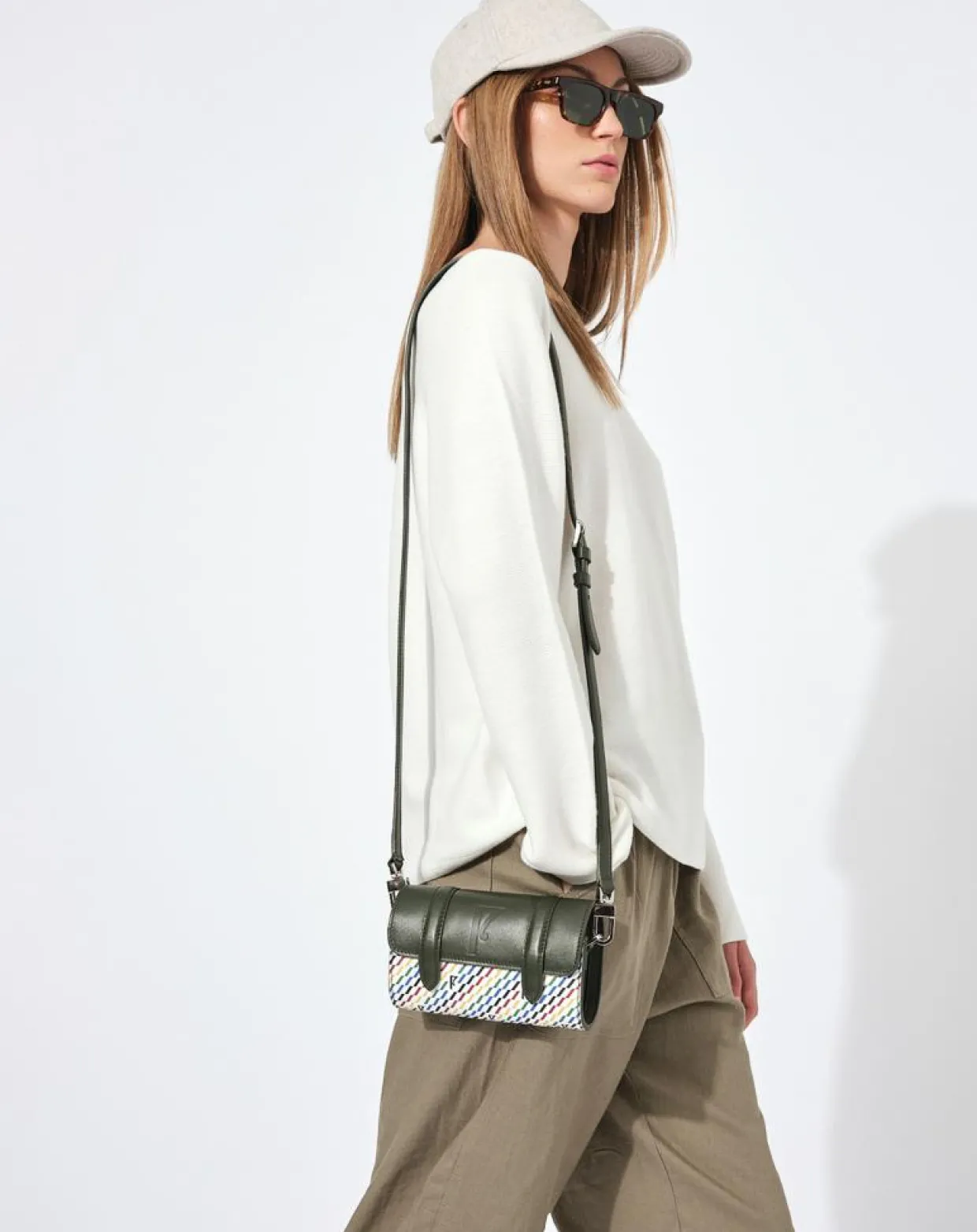 Petit Sac Cyclo en Toile enduite & Cuir multicolore - 10x17x4.5 cm-Maison Faret New