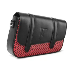 Petit Sac en Toile enduite & Cuir Bordeaux rouge/noir - 14x19x4.5 cm-Maison Faret Outlet