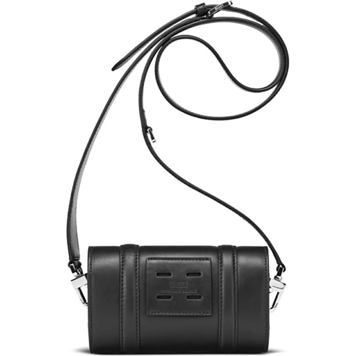 Femme Maison Faret Sacs^Petit Sac en Toile enduite & Cuir Cyclo noir/blanc - 10x17x4.5 cm
