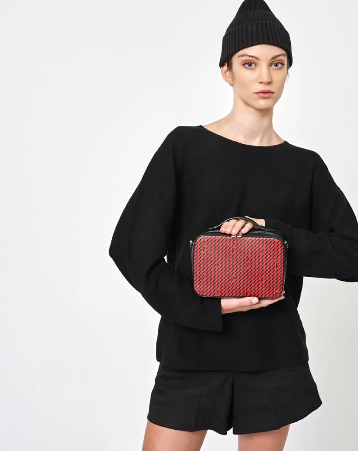 Petit Sac en Toile enduite Pyla rouge/noir - 13x19x6.5 cm-Maison Faret Best
