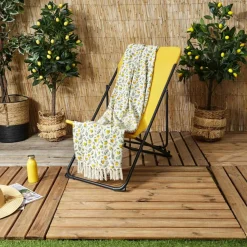 Home Deco Factory Plaids^Plaid à franges Bain de Soleil jaune/vert - 120x150cm