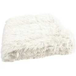 Plaid à poils longs blanc - 120x150 cm-Home Deco Factory Online