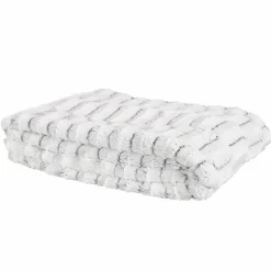 Plaid carreaux imitation fourrure XXL gris clair - 140x204 cm-Home Deco Factory Clearance