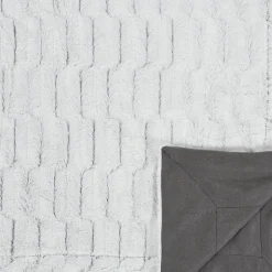 Plaid carreaux imitation fourrure XXL gris clair - 140x204 cm-Home Deco Factory Clearance