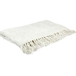 Plaid chenille gauffrée blanc - 125x150 cm-Home Deco Factory Clearance
