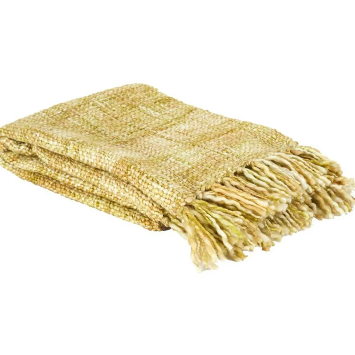Plaid chunky maille tressée jaune - 125x150 cm-Home Deco Factory Online
