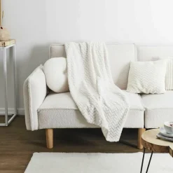 Plaid effet chevron blanc - 120x150 cm-Home Deco Factory Hot