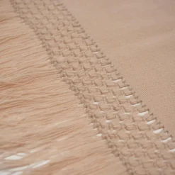 Plaid en coton & laine détails macramé rose 90x200cm-Bed and Philosophy Sale