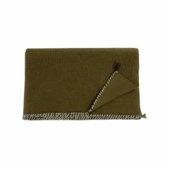 Plaid en coton flammé vert 140x220cm-Bed and Philosophy Sale