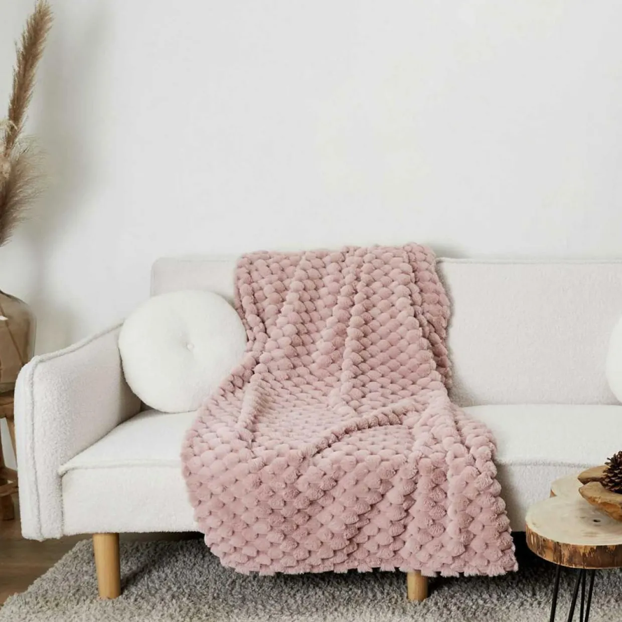 Plaid en fausse fourrure Opulence rose - 120x150 cm-Home Deco Factory Outlet
