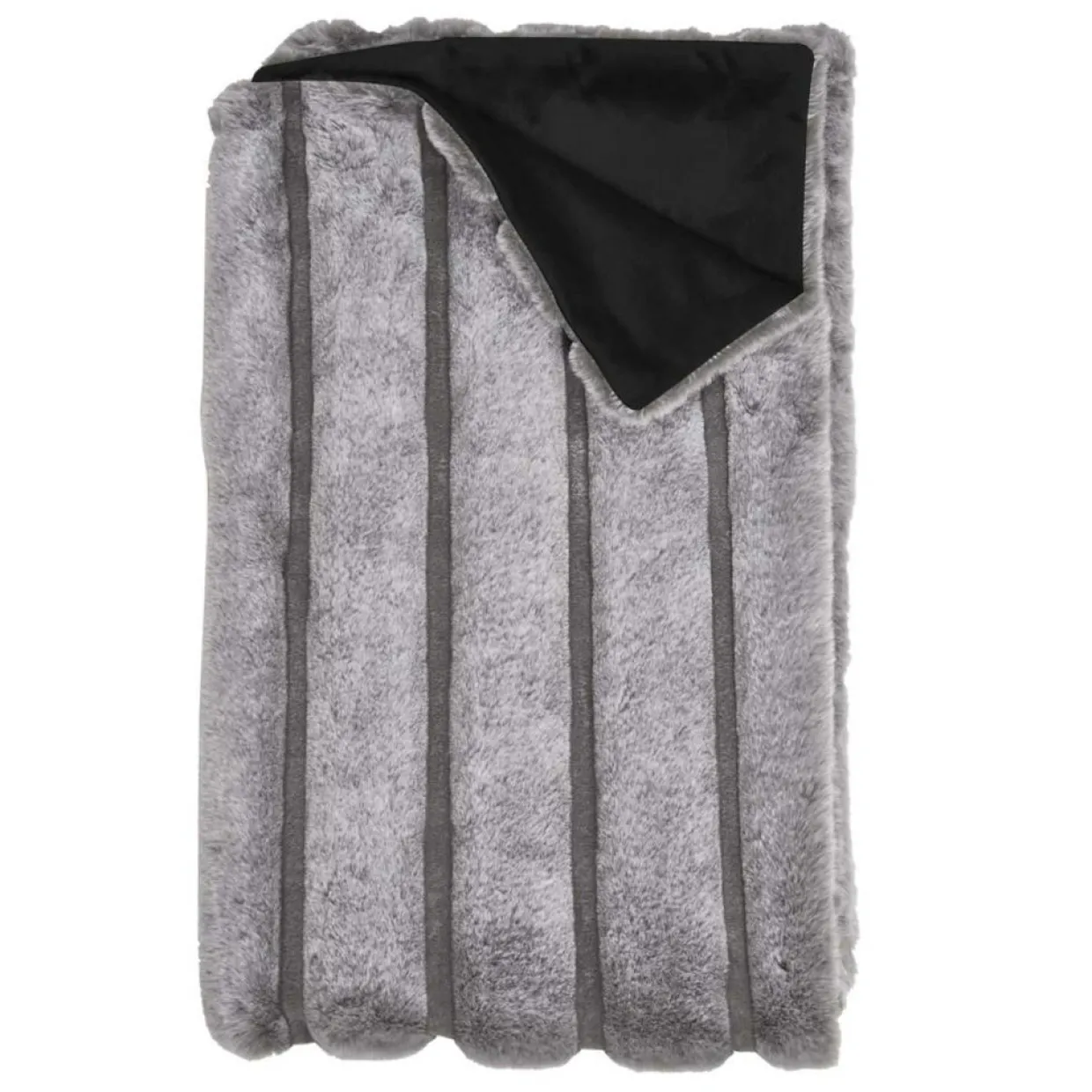 Plaid en fausse fourrure gris - 120x150 cm-Home Deco Factory Online