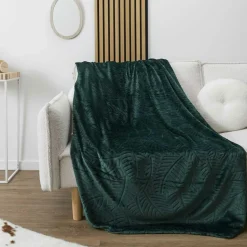 Plaid en Flanelle embossé vert sapin - 150x200 cm-Home Deco Factory Online