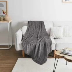 Home Deco Factory Plaids^Plaid en Flanelle embossé gris foncé - 150x200 cm