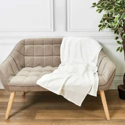 Plaid en gaze de coton blanc - 120x150 cm-Home Deco Factory Sale